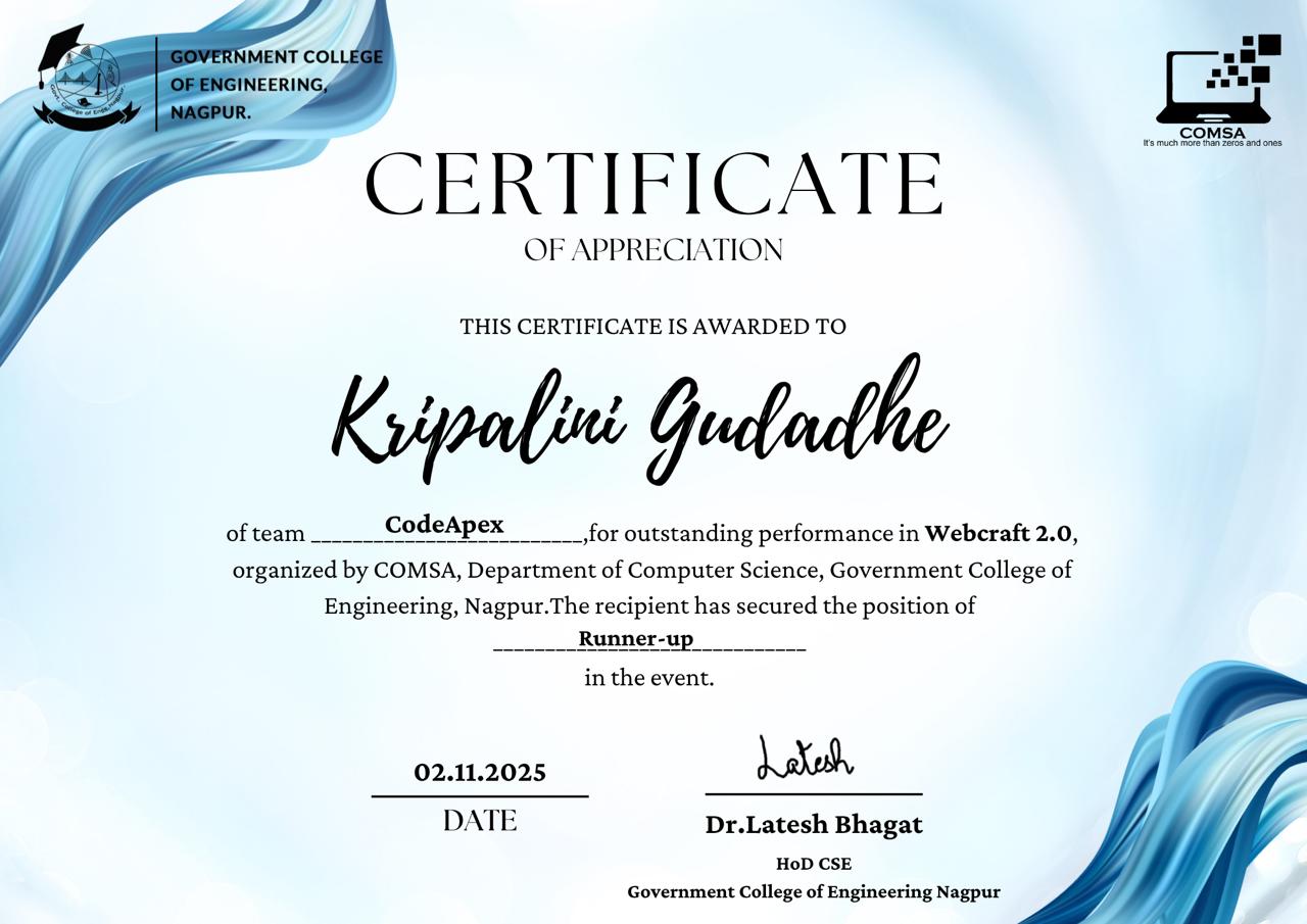 WebCraft 2.0 Certificate
